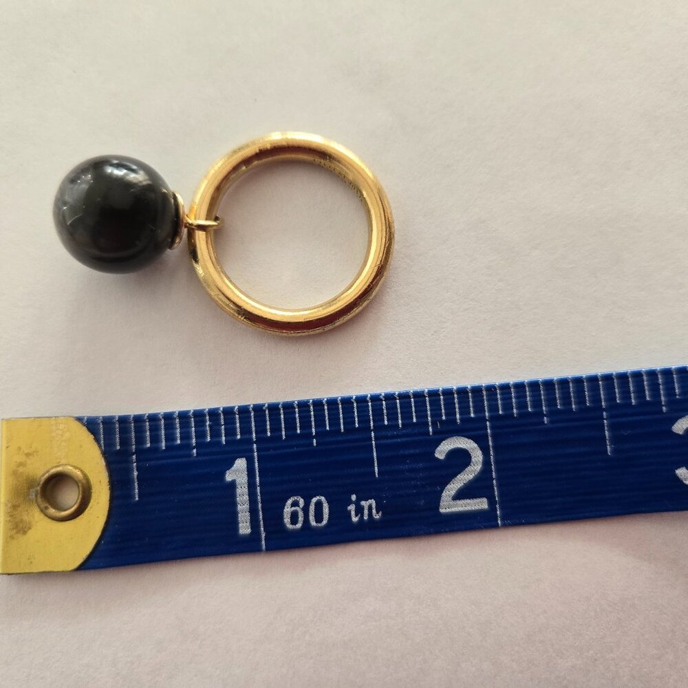 Burberry Midnight Marbled Resin Gold Plated Dangle Ring Medium